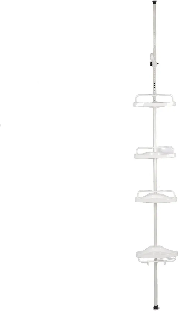 Étagère de salle de bain sans perçage - Rangement d'angle blanc à 3 étages