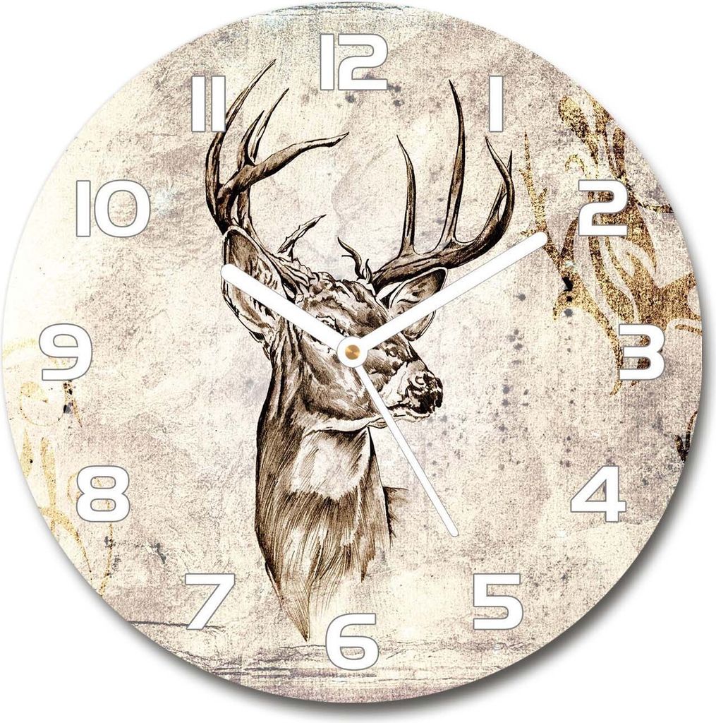 Wanduhr aus Glas 30fi Glasbild Glasuhr Gehärtetes Glas - weisse-zeiger - deer