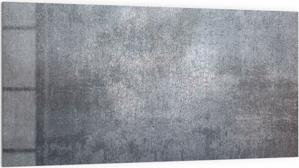 DEQORI Küchenrückwand Glas 100x50 cm 'Raue Metalloberfläche' Spritzschutz Bad Rückwand