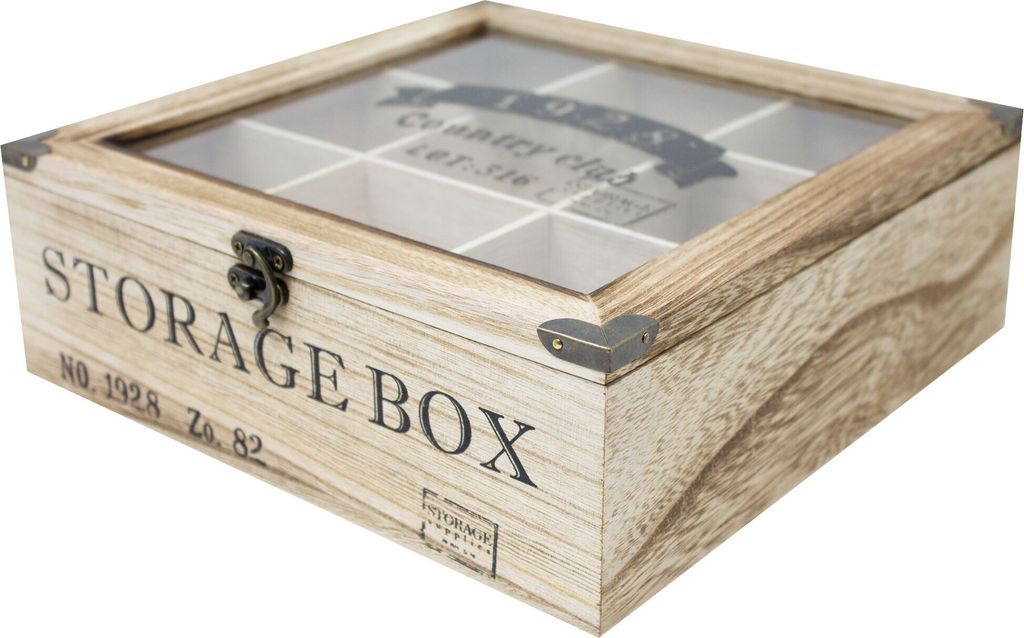 ToCi Teebox Holz Natur mit 9 Fächern | Quadratische Produktbild 4