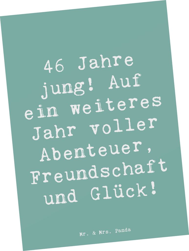 Mr. & Mrs. Panda Postkarte Spruch 46. Geburtstag - Meeresbrise - Geschenk, Alter, Ansichtskarten, Freundschaft, bildkarte, Abenteuer, Ansichtskarte...