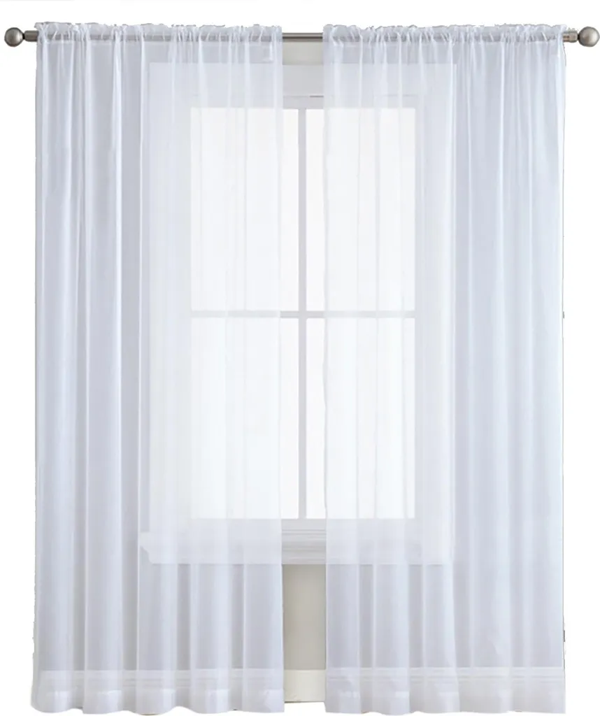 Tende Trasparenti Voile Bianco 140x260cm per Soggiorno e Camera