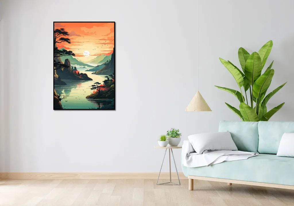 Affiche Lac Paisible 70x100 cm - Impression Haute Définition Nature