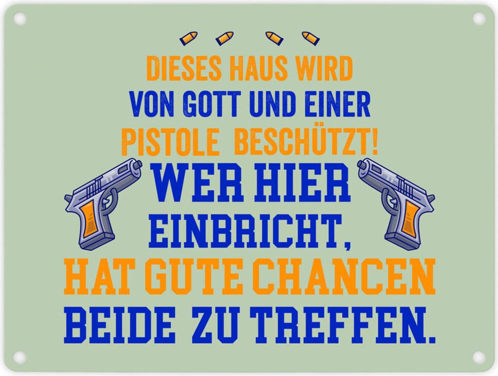 Hausbeschützer Metallschild in 15x20 cm mit Spruch in grün