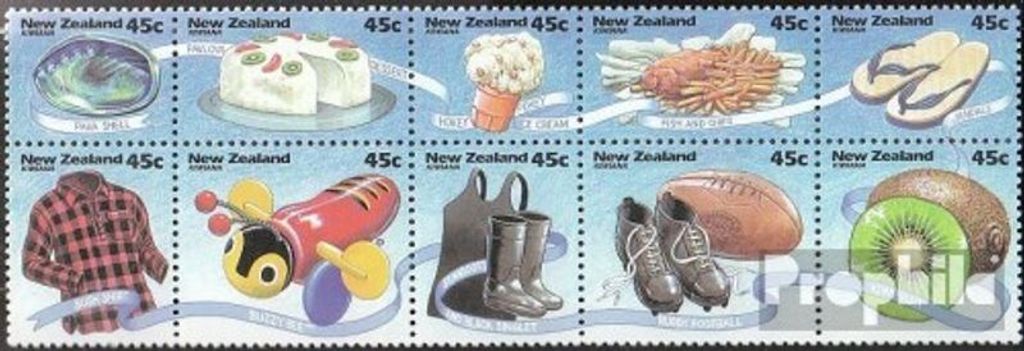 Briefmarken Neuseeland 1994 Mi 1344-1353 Zehnerblock (kompl.Ausg.) gestempelt Typisch neuseeländische Produkte