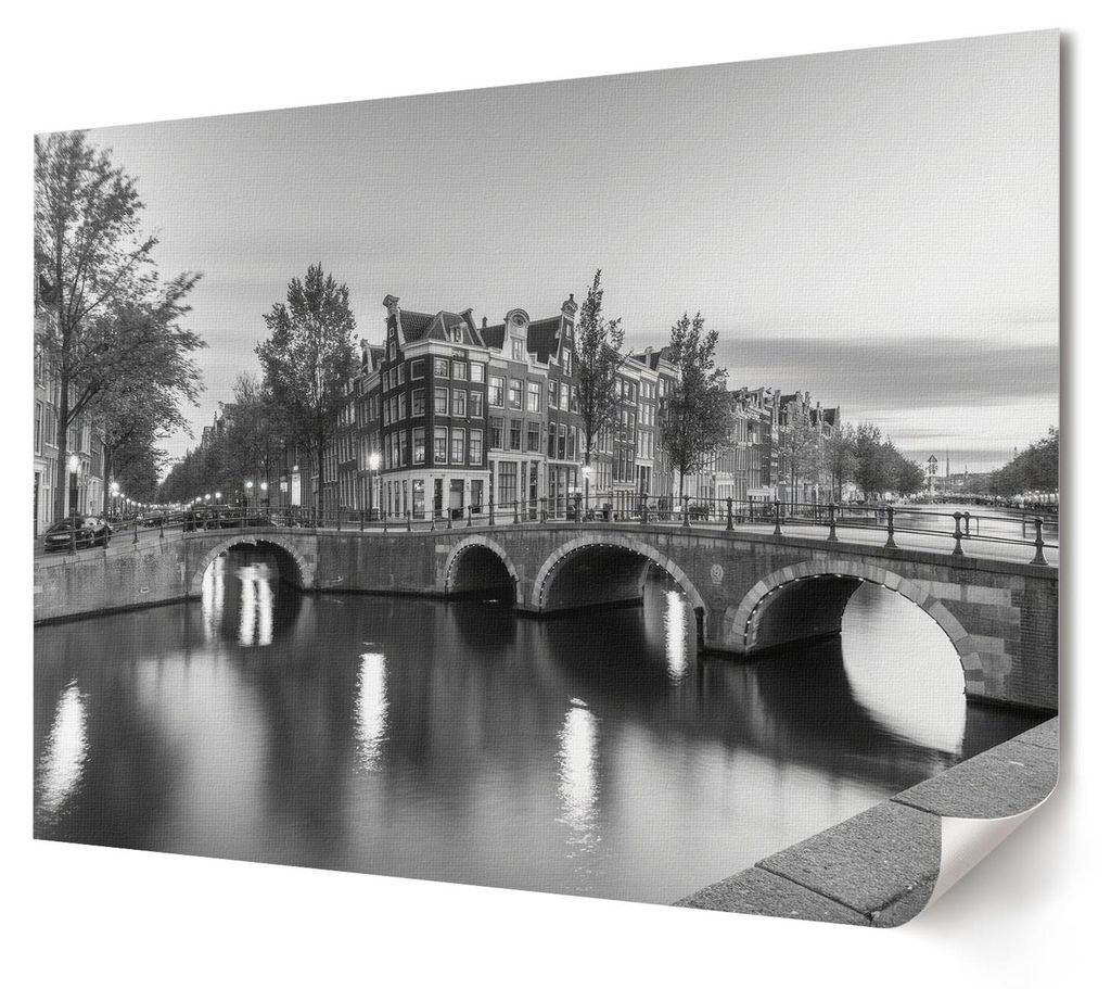 Stadt bei Nacht - Kunstdruck A4 - Fotografie- Wandbild für Wohnzimmer Schlafzimmer & Flur, Modernes Poster Wanddeko, Ungerahmt