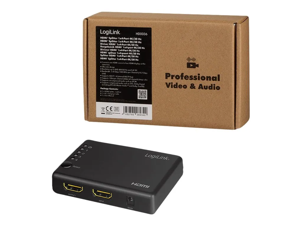 LogiLink HD0036 HDMI Splitter 1 in 4 Out - Risoluzione 4K Ultra HD