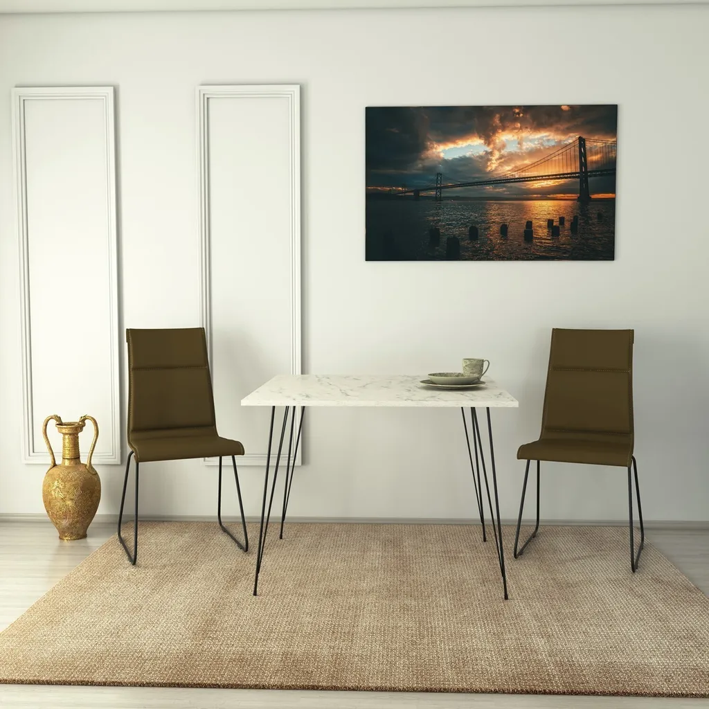 Table Design Noir Marmo 90x90 cm Skye Decor Sandalf en Métal et Bois