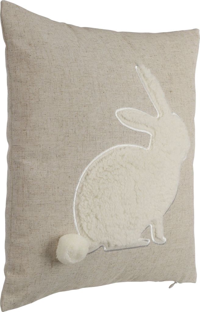 EGLO LIVING Osterkissen Chevery, Kissen Ostern, Dekokissen Osterhase, Kissenbezug mit Inlett aus Polyester und Leinen, in beige und creme, 45x45 cm