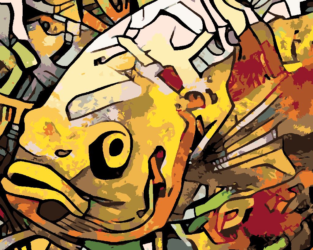Zuty - Malen nach Zahlen - GRAFFITI-FISCH, 40x50 cm, ohne Keilrahmen