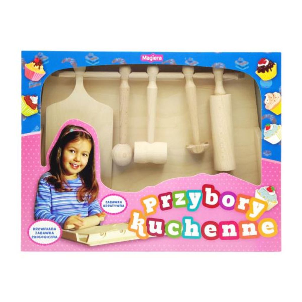 Przybory kuchenne duże drewniane w pudełku