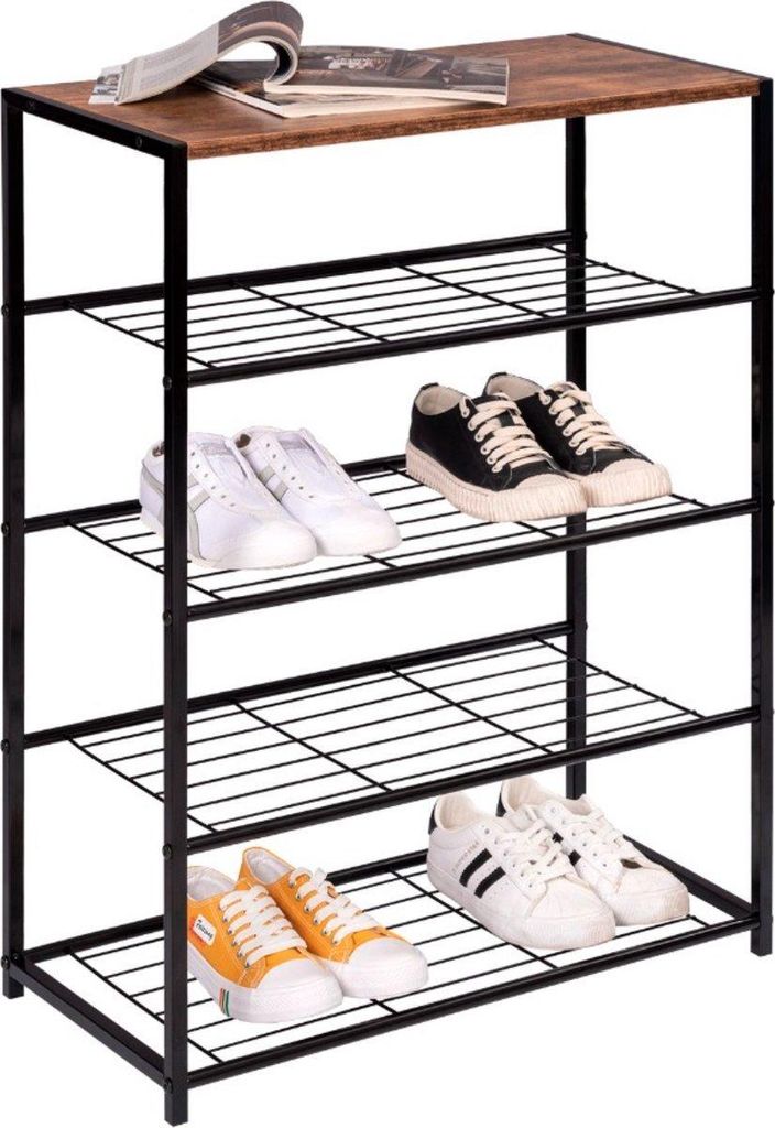 Schoenenrek – Für 8–12 Paar Schuhe – Vintage – Schwarz – Schuhregal für Flur & Schlafzimmer