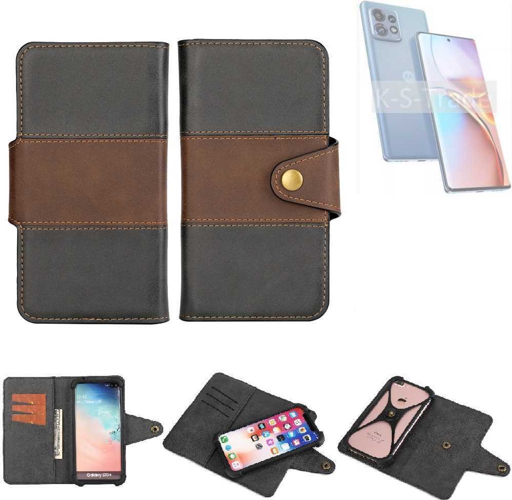 K-S-Trade Handyhülle Schutzhülle Hülle Bookstyle Wallet-Case kompatibel mit Motorola Edge 40 Pro Bumper Rundumschutz schwarz-braun 1x