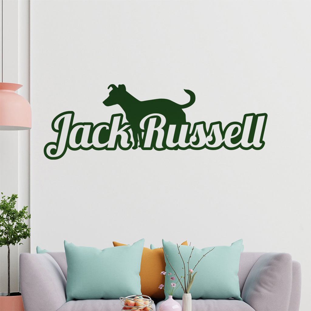 KIWISTAR Jack Russel mit Name Schrift Silhouette Wandtattoo in 6 Größen - Wandaufkleber Wall Sticker - Dekoration, Küche, Wohnzimmer, Schlafzimm...