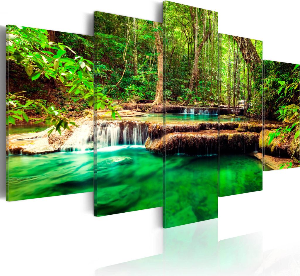Leinwandbilder 200x100 cm c-B-0036-b-n Vlies Leinwandbild 5 tlg Kunstdruck modern Wandbilder XXL Wanddekoration Design Wand Bild LANDSCHAFT NATUR WALD