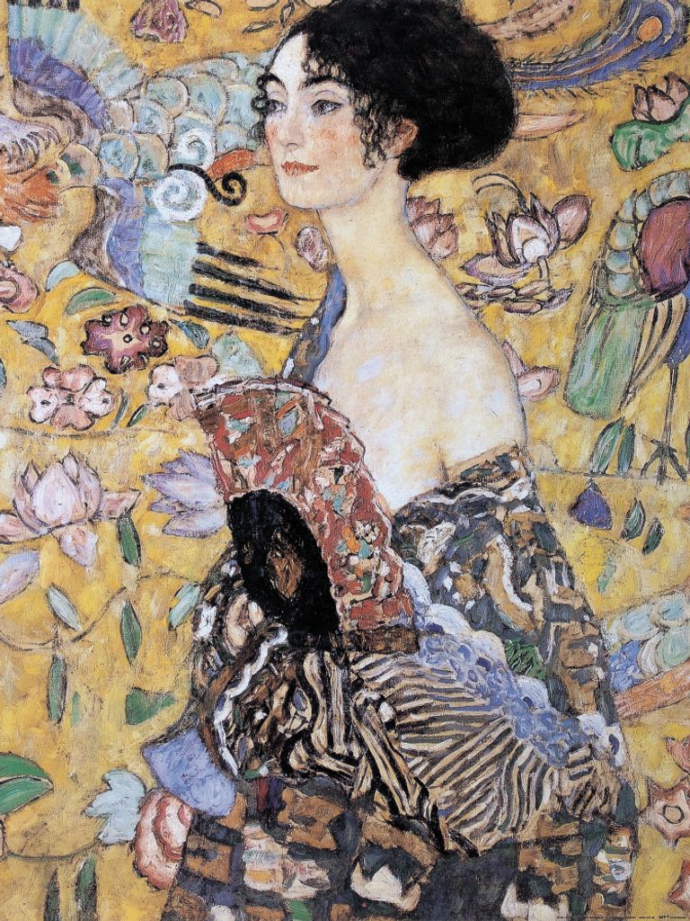Gustav Klimt Kunstdruck Bild - Dame Mit Fächer, 1917-18 (80 x 60 cm)