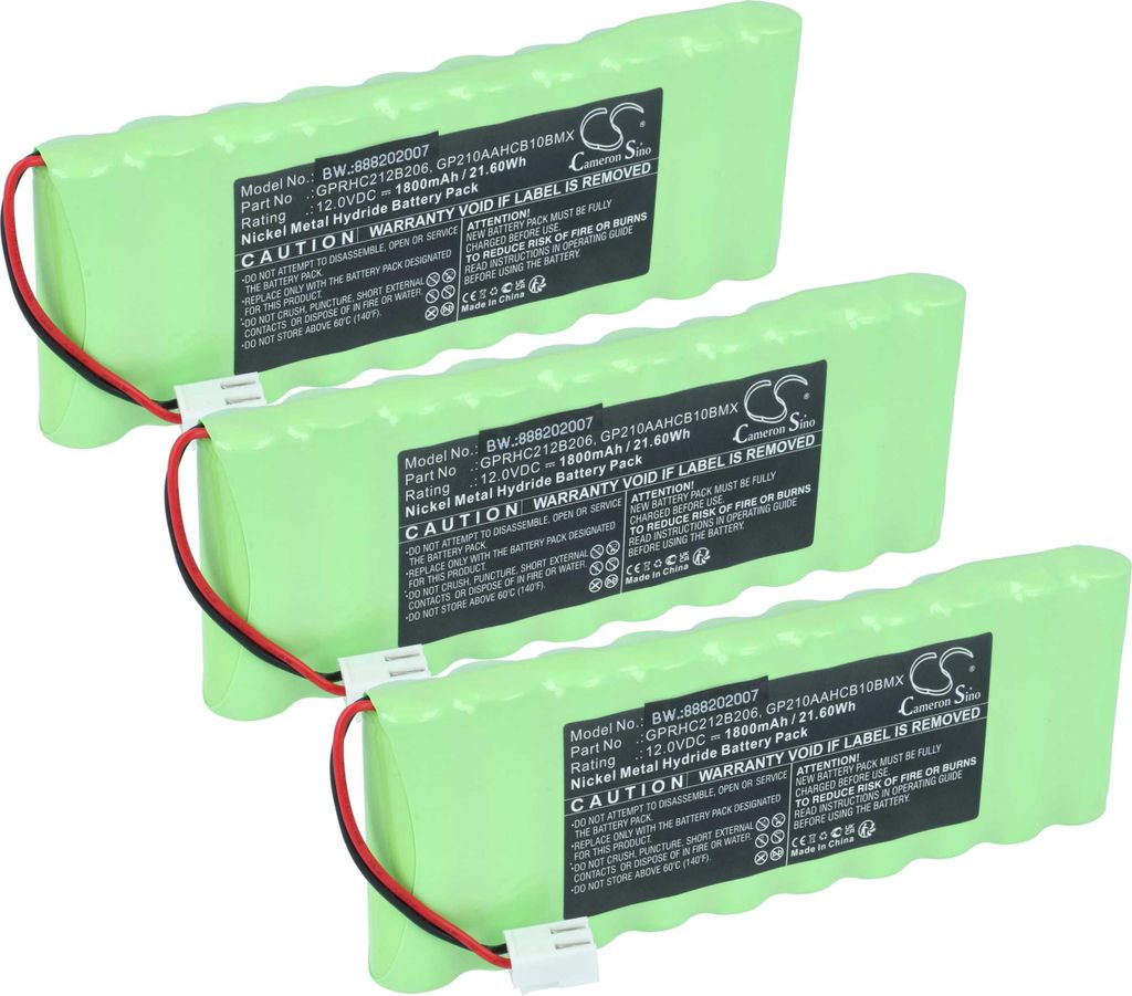 vhbw 3x Akku Ersatz für Ansmann 2412-3011 für Rollladenantrieb Torantrieb Drehtorantrieb Garagentorantrieb (1800 mAh, 12 V, NiMH)