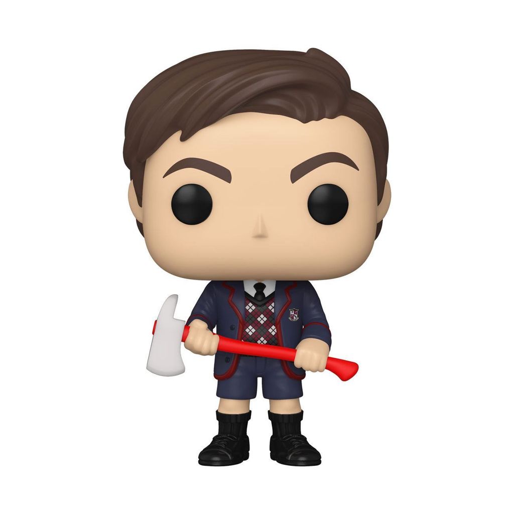 A Funko Pop! vinyl figure of Number Five from The Umbrella Academy, holding an axe.