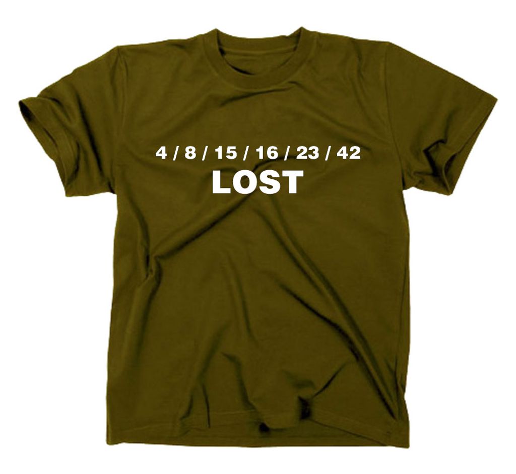 Styletex23 T-Shirt Lost Zahlen, 4 8 15 16 23 42 Dharma Initiative, oliv, XL