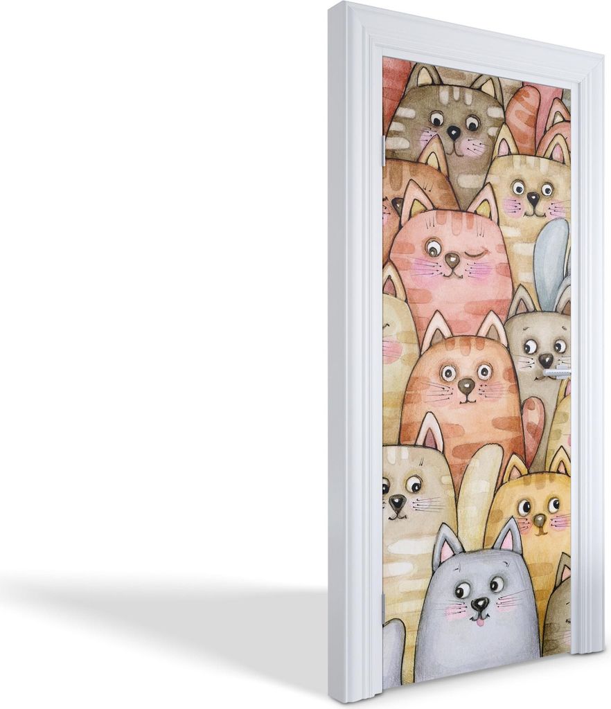 Wandtattoos Türen Selbstklebende Wandsticker Türtapeten - Eine Schar Katzen - 75 x 205 cm