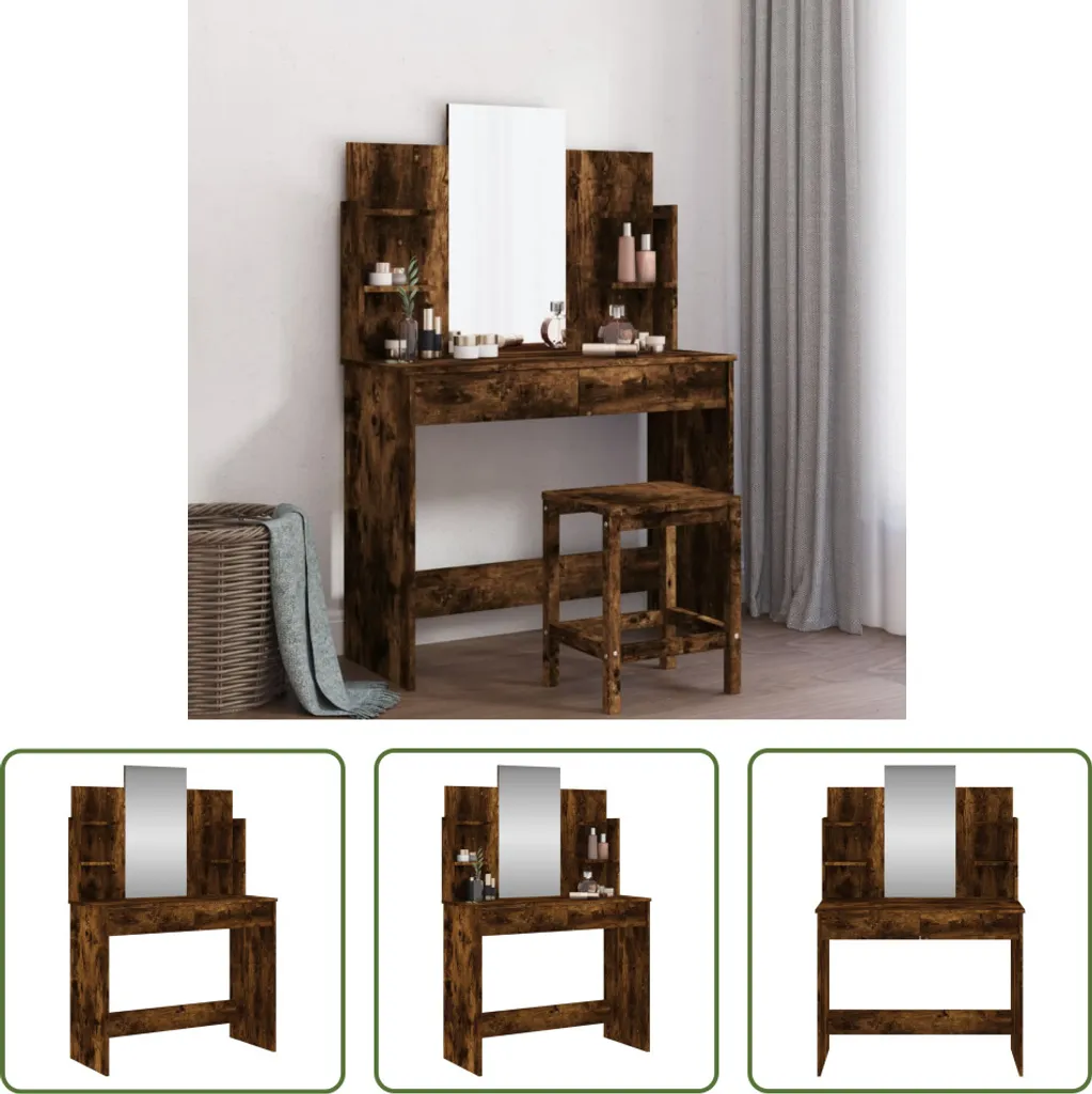 Toeletta con Specchio in Rovere Fumé The Living Store 96x39x142 cm