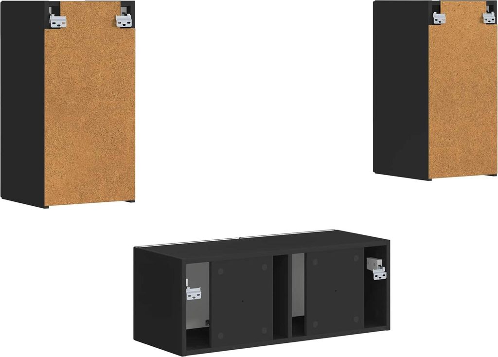 TV-Schrankset Wandmontiert 2 pcs Schwarz Holzwerkstoff
