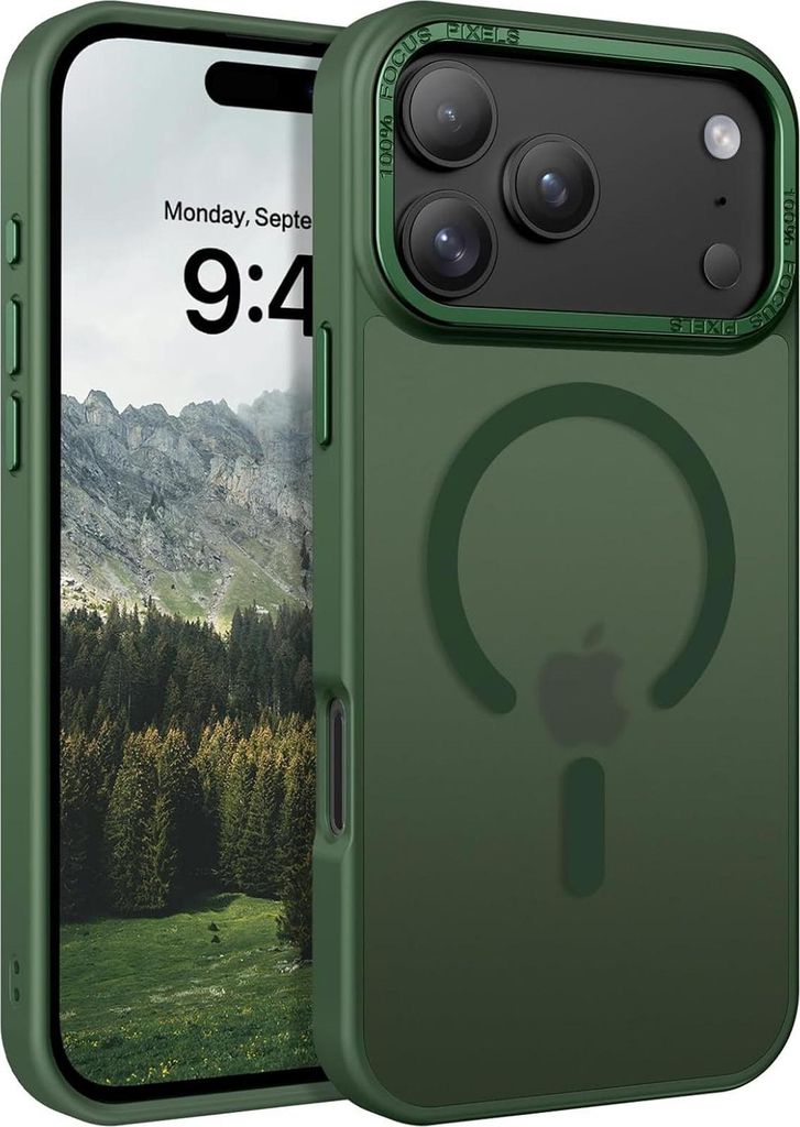 Handyhülle für iPhone 17 Pro Hülle MagSafe kompatibel mit Metall Kamerarahmen Magnet Case TPU Kantenschutz