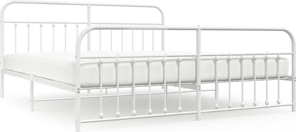vidaXL Bettgestell mit Kopf- und Fußteil Metall Weiß 193x203 cm