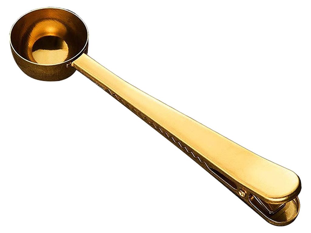 Kaffeelöffel-Beutelverschluss, Edelstahl-Messlöffel mit integriertem Clip, lebensmittelecht, unverzichtbares Barista-Werkzeug für Frische und Pr...