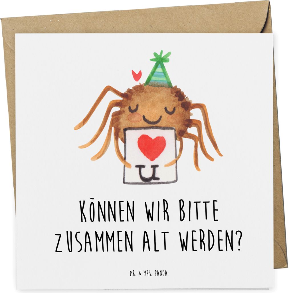 Mr. & Mrs. Panda Grußkarte Spinne Agathe Brief - Weiß - Geschenk, Liebesbeweis, anlasskarte, Treuetest, faltkarte, Ich Liebe Dich, Verliebt, Glü...