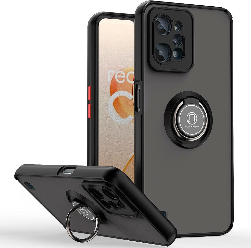 Realme C31 Hülle, Ring Halter Ständer Matte Transluzent TPU Rahmen Stoßfest Schutzhülle für Realme C31