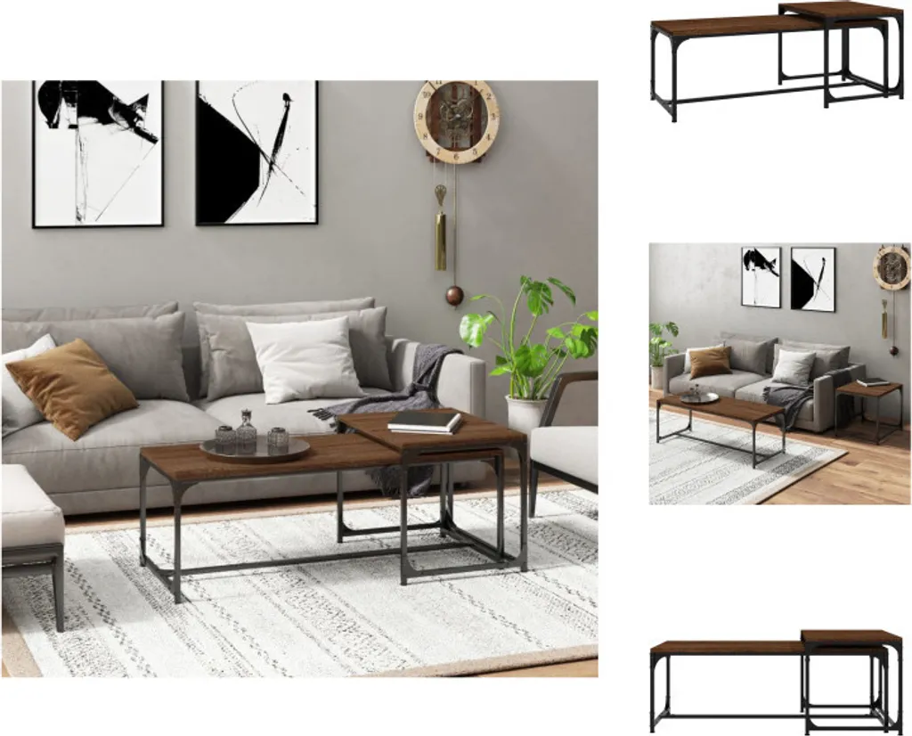 Set Tavolini vidaXL Rovere Marrone | Arredo Living Urban-Chic 2 pz