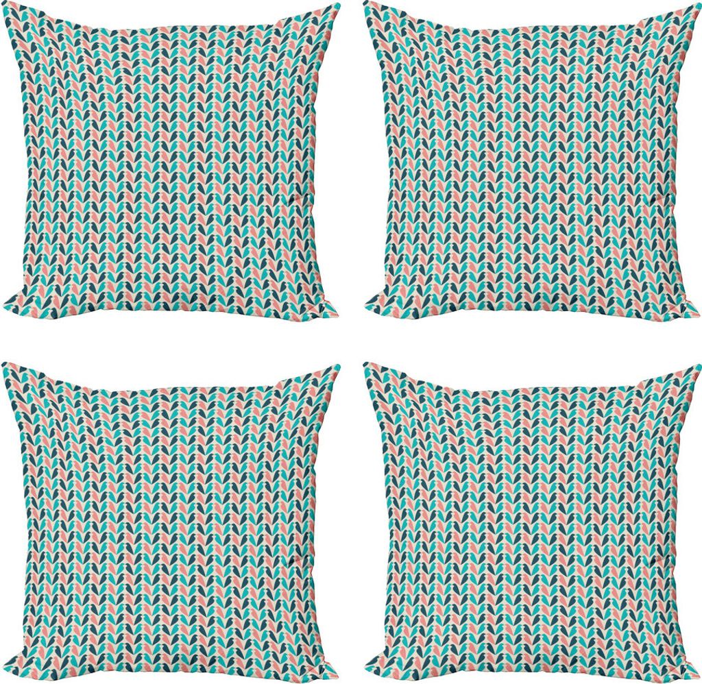ABAKUHAUS Abstrakt Kissenbezug Set (4 Stück), Vogel-Silhouette wie Motif, Moderner Doppelseitiger Digitaldruck, 50 cm x 50 cm, Dunkel Teal Dunkle ...