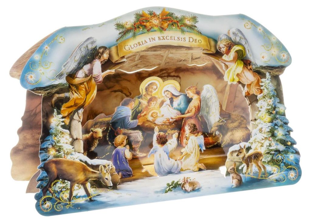 Große Papierkrippe mit Glitzer Produktbild 