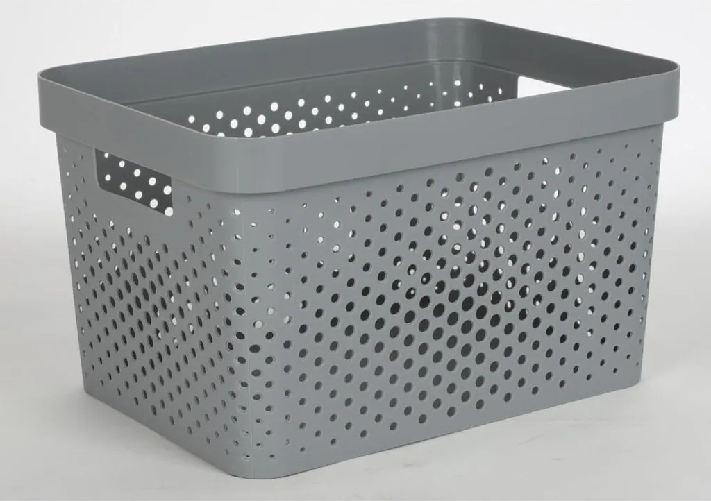 Lot de 12 paniers 17L gris pour rangement et caisses à jouets étagère
