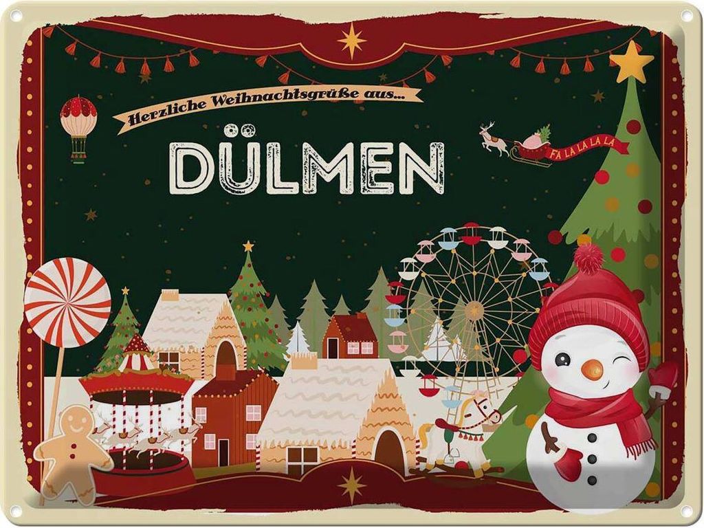 vianmo Blechschild 30x40 cm Weihnachtsgrüße aus Dülmen Weihnachten