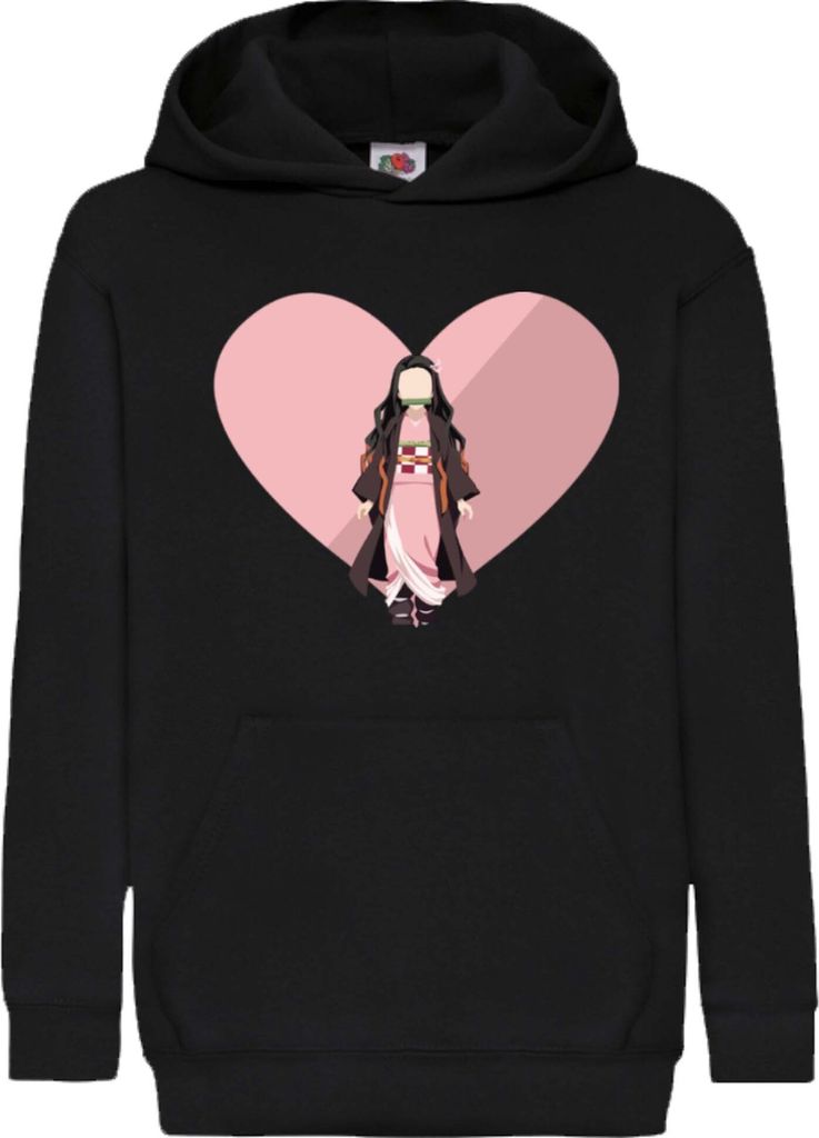 Kinder Kapuzenpullover Demon Anime Slayer Kimetsu No Yaiba Nezuko Love, 7-8 Jahr - 128 / Schwarz