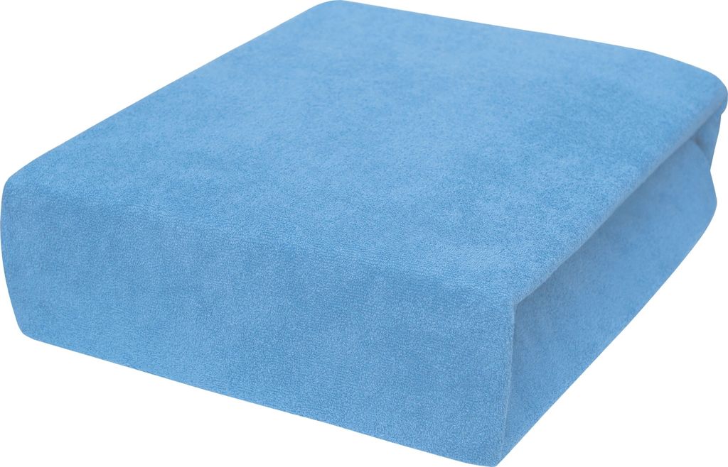 Frottee Spannbettlaken 90x200 cm Hellblau – Weiches, elastisches Bettlaken mit Gummizug aus Baumwolle, Polyester & Elasthan – Atmungsaktiv, EU-...