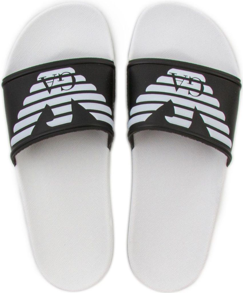 Klapki męskie Emporio Armani Beachwear wsuwane biało-czarne Zdjęcie produktu 