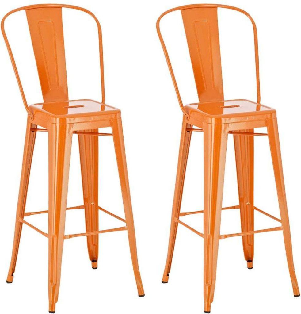 2er-Set Barhocker - Hochhocker - mit Fußstütze und Farbwahl | Farbe: Orange