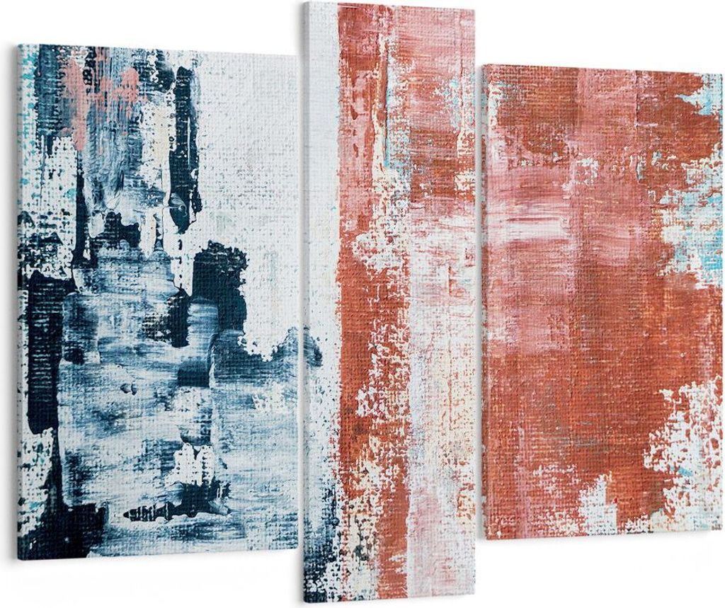 Bild auf Leinwand - Leinwandbild - 3 Teile - Abstraktion Marine Rot - 95x80cm - Wand Bild - Wanddeko - Wandbilder - Leinwanddruck - Bilder - Wandde...