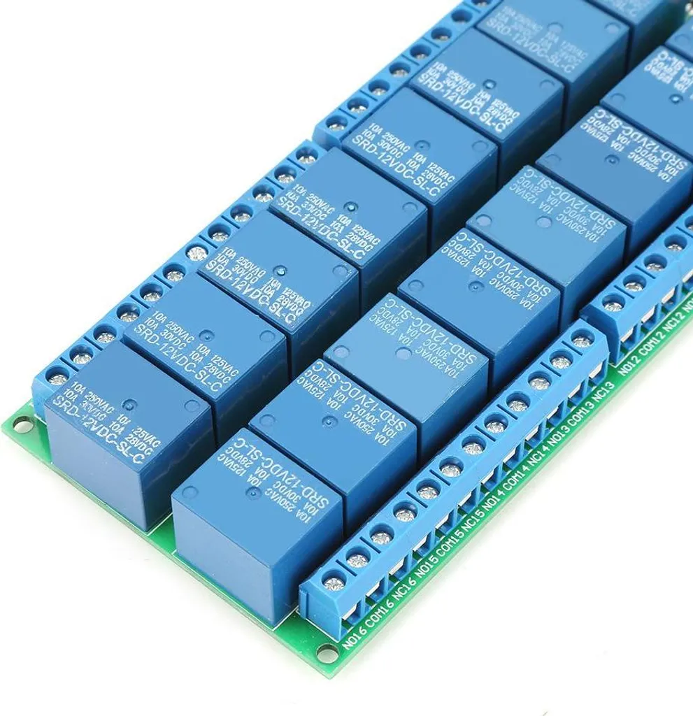 Module 16 relais Modbus RTU RS485 12V CC haute performance pour PLC - 12