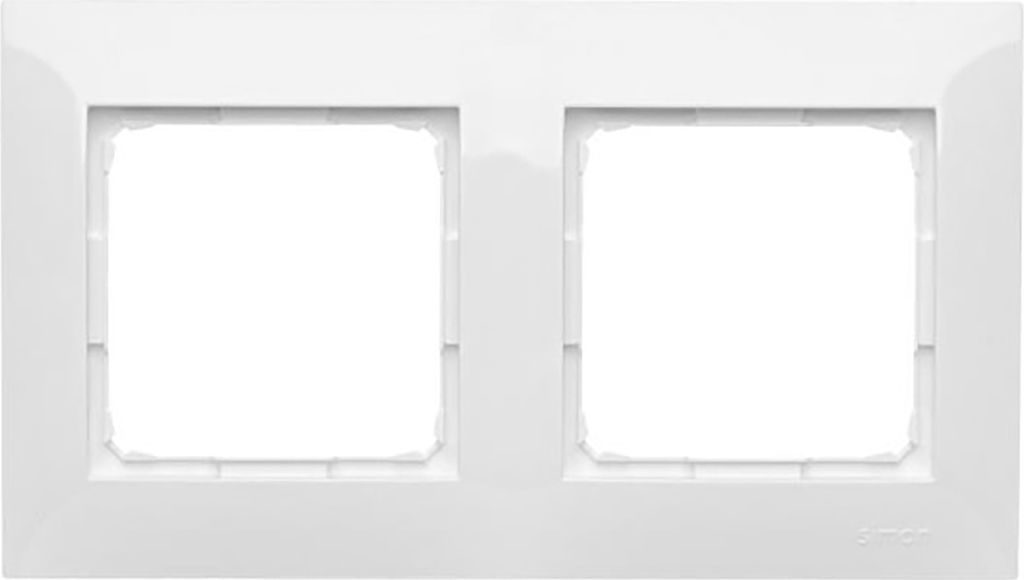 A white double frame for electrical outlets.