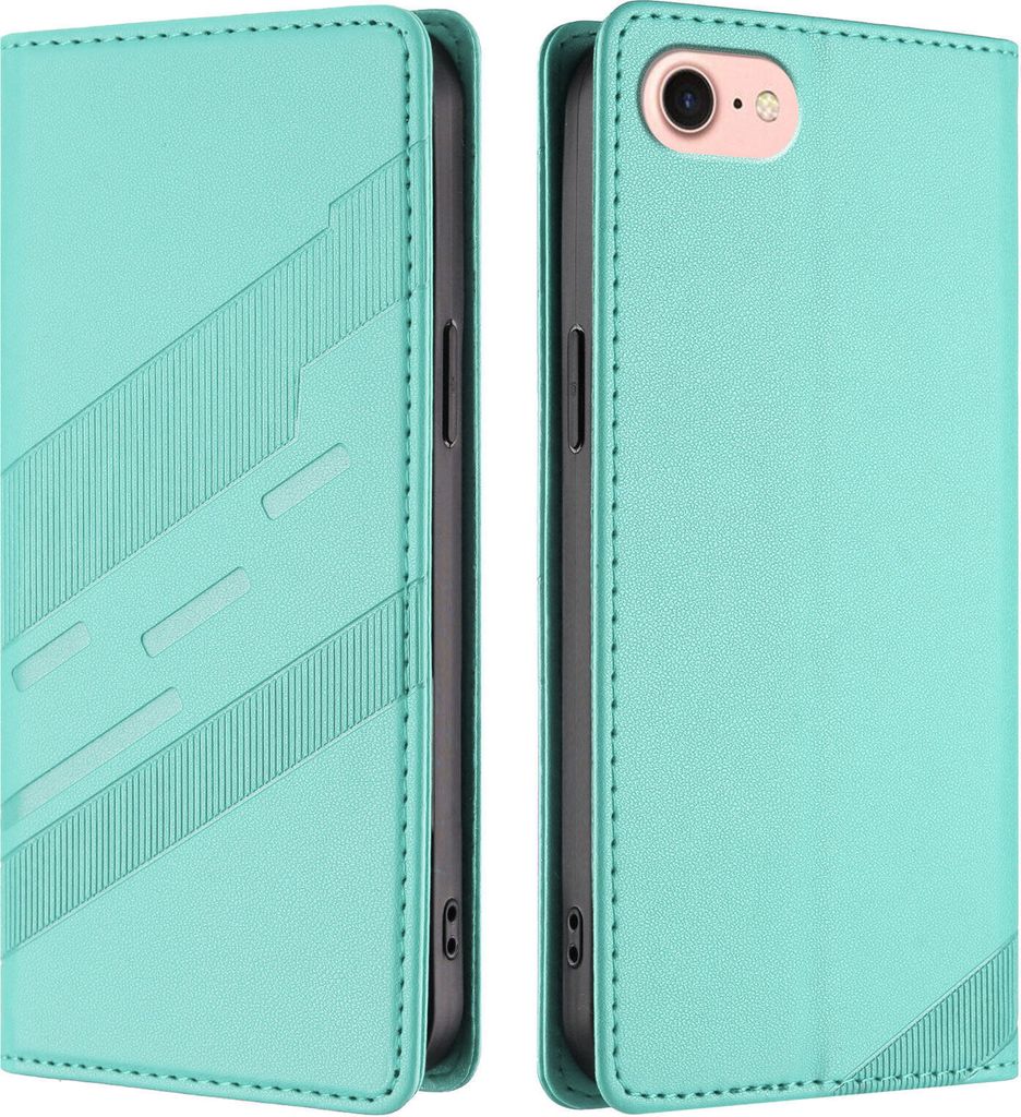 Hülle für iPhone SE 2020/2022/iPhone 8/7/6s/6, Kunstleder Brieftaschen Handyhülle mit Kartenfach und Standfunktion Türkis