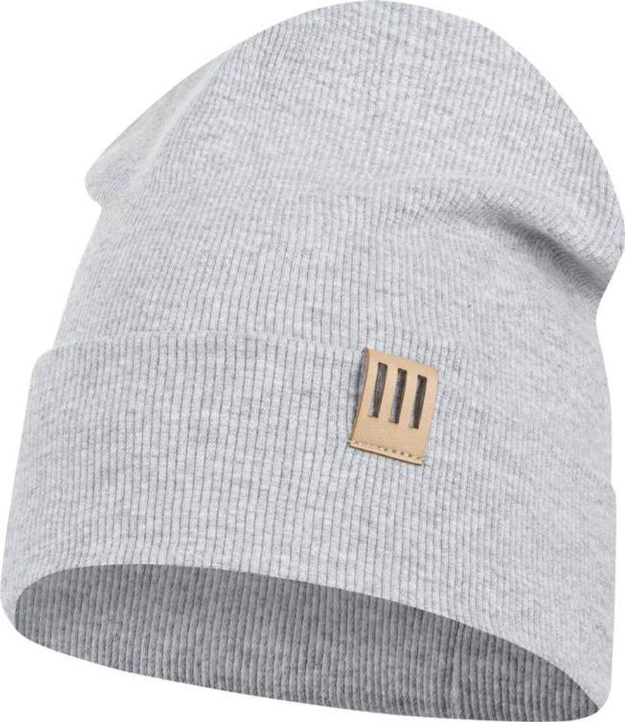 Smarilla Mütze Junge Herren Kinder Beanie gerippt, Gr. 54-56, Lichtgrau