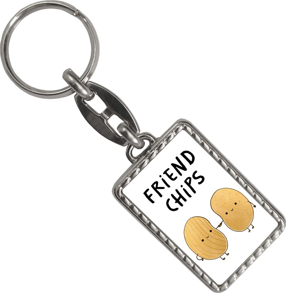 Chips Freundschaft Schlüsselanhänger mit Bordüre mit Spruch Friendchips