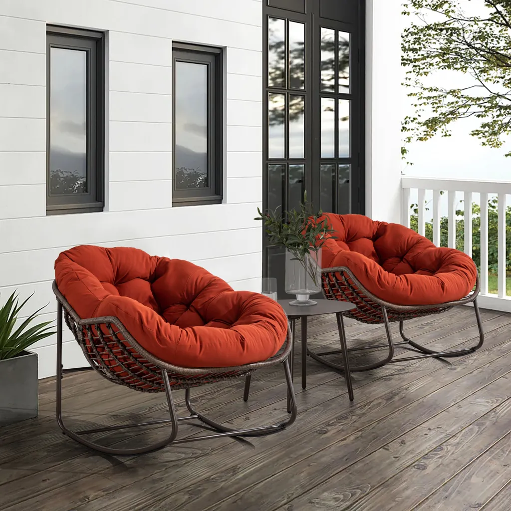 Fauteuil à bascule pour véranda et terrasse en rotin - Grand Confort XXL