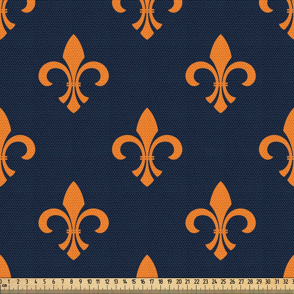 ABAKUHAUS Fleur De Lis Gewebe als Meterware, Blumenmuster mit spitzen Knospen und geschwungenen Blättern Antike Westernmotive, 1 M (148 x 100 cm),...