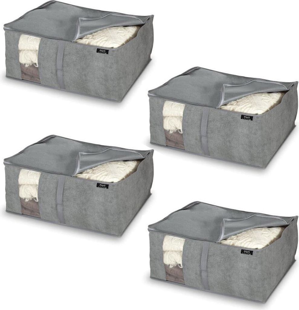 4x Aufbewahrungstasche für Bettdecken Grau 55x45x25 cm mit Produktbild 