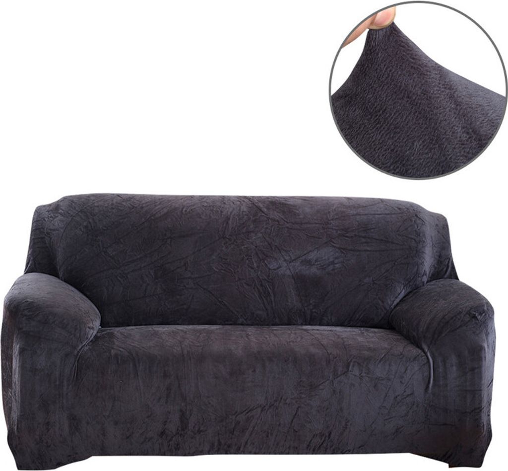 (2-Sitzer, dunkelgrau) Sofabezüge aus Stretch-Samt, rutschfeste Sofabezüge, Couchbezüge, elastischer Möbelschutz